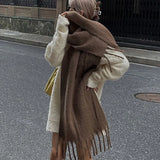 Winter Female Cashmere Plaid Scarf Women Blanket Scarves Wide Lattice Long Rainbow Shawl Wrap Warm Tippet