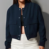 New Coat Temperament Collar Big Pocket Neutral Style Women's Jacket Small Fragrant Spring And Autumn Coat