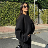 Women's ZA Autumn And Winter New Round Neck Soft Short Bomber Jacket