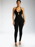 Summer Streetwear Rompers Playsuits Halter Backless Rompers Womens Jumpsuit White One Black Piece Outfits Bodycon