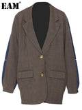 Women White Back Denim Big Size Blazer New Lapel Long Sleeve Loose Fit Jacket Fashion Tide Spring Autumn 2023