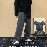 Trousers Men's Version Of The Trend Autumn And Winter Loose Drop Feeling Mop Straight Trousers Ins Harbor Style Vintage Daddy Pants-Outfit