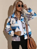 Fashion Print Turndown Collar Long Sleeve