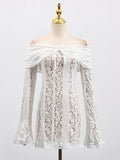 Wind Dress Woman 2025 Spring New Shoulder Lace Lace With High-End Feel Long-Sleeved Bagged Hip