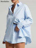 Women Tracksuits Shirt with Mini Shorts 100% Cotton Two Pieces Sets Fashion Outfits Women Blouses Short