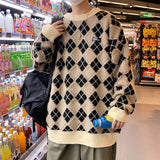 Men Hip Hop Sweaters Streetwear Retro Knitted Pullover Tops New Geometry Casual Knit Warm Pullover Harajuku Sweater