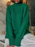 Purple Sweater Women Oversize Pullovers Solid Casual Turtleneck Sweaters Autumn Spring Ladies Jumpers Sweaters For