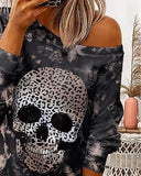 Casual Halloween Skull Printed Long Sleeve Casual
