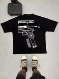 Men's T-Shirt Y2K Short-Sleeved Men's Former Dormitory Hip-Hop Loose Letter Printing Handsome Fried Street Round Collar Cotton Oversized T-Shirt-Outfit