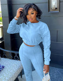 Long Sleeve Crop Top and Pants 2 Piece