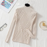 Knitted Sweater Women 2021 Pullover Long Sleeve Office Lady Jumper Sweater Slim Solid Sweaters Casual Tops New