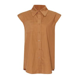 Slim Shirt For Women Lapel Sleeveless Solid Minimalist Button Through Blouse Female Korean Fashion Clothing