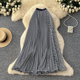 Fashion Folding Wave Half-Dress French Sweet High-Waisted A-Shaped Skirt Mid-Long Folds