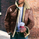Leather Velvet Men's Coat Station Winter Warm Jacket Thick Collar Hit Six Colors Seven