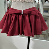 Spring Pop Pure Hot Girl Street Lace Lace Shoulder Clothes + Bows Solid Half Dress