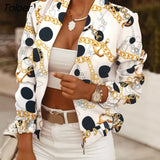 Women Jackets Short Coats Vintage Print Long Sleeve Zipper Slim Thin Jacket 2021 Fashion Casual Outerwear Female