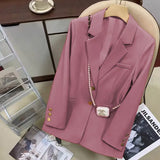 Toloer Suit Jacket Female 2024 Spring And Autumn New Korean Version Of Leisure Commuting Temperament Goddess Fan Ka Color Suit Jacket-Outfit