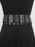Pu Leather Black Irregular Long Wide Elastic Belt Personality Women New Fashion Tide All-match Spring Autumn 2023