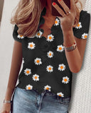 New Design Womens Tops And Blouses Streetwear Floral Print V-neck Short Sleeve Women Shirts Plus Size Office Blouse