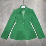 Korean Fashion Solid Blazer For Women Notched Collar Long Sleeve Minimalist Spring Blazers Female Clothes Style
