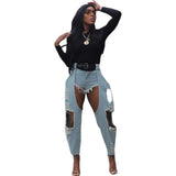 Women's Casual Jeans Street Fashion Grinned Belt Denim