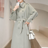 Coat Medium And Long Woolen Coat 2021 Autumn And Winter New Hepburn Knee Straight Tube High-end Women's