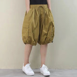 Women's Bloomers Fashion Thin Section Loose Large Size Literary Lace Drawstring Pocket Casual Women's Five-point