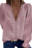 Blouses Women Fashion Lace Patchwork V Neck Long Sleeve Casual Elegant Shirts Tops Office Work Plus Size Chiffon