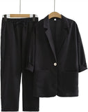 Linen Pants Set Two Piece Set Women Holiday Vintage Boho Maxi Shirt Spring Summer Loose Work Streetwear Y2k 2023 Outfits-Outfit