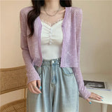 Knitted Cardigan Women Wear Air-Conditioned Sweaters In Summer 2023 New Style Design Minority Short Style Clothes-Outfit