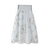 Summer Flower Embroidered Shirt 5770037 Embroidered Flute Skirt 5770038-Outfit