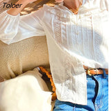2023 Spring Summer Blouse Shirts Women Long Sleeve Boho White Loose Blouses Shirt Women's Clothing Beach Tops