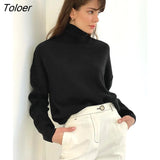 Warm Turtleneck Sweater Women Drop Shoulder Knitted Winter Oversized Pullover Long Sleeve Loose Knitting Tops