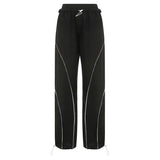 Summer New Style Spice Girls Fashion, Energetic, High-Waisted Elastic Belt, Pull-Rope Sport Pants-Outfit