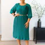 Women's Clothing 2025 Autumn New Fashion Temperament Elegant Solid Color Pressure Folding Large Size African