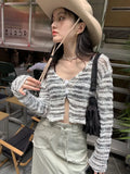Tops Cropped Cardigan Coat Women's Clothing V-neck Long Sleeve Tunic Sueter Pull Femme Fashion Knitted Thin Korean