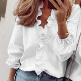 Boho Floral Print Slim Shirt Office Lady Retro Tops Women Casual Short Sleeve Sexy V-neck Ruffles Blouse 2022