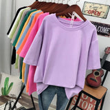 100% Cotton M-4XL T Shirt Solid Color Tshirt Basic Short Sleeve Women's Top Summer Couple O Neck Oversized T