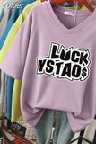 100% Cotton L-5XL T Shirt Plus Size Tshirt Short Sleeve Women Top Summer Letter Print Couple V Neck Oversized T