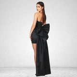 High-End Women's Sexy Folded Bag With A Bosom Dress Temperament Can Be Removed Large Bow Decorative