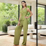And Summer Women's Fashion Button Trousers Casual Two-Piece Set Of
