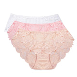 3pcs/Pack! Mid Waist Lace Panties Women Plus Size Ultra Thin Briefs XL to XXXXL Solid Underwear