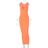 Puss Ribbed Low-Neck Dress Sexy Maxi Bodycon 2021 Fashion Party Summer Trend Stretchy Sleeveless Activewear Skinny