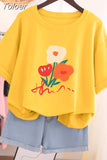 100% Cotton L-5XL T Shirt Plus Size Tshirt Short Sleeve Women Top Summer Cartoon Print Couple O Neck Oversized T