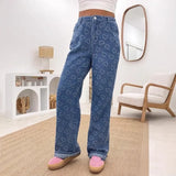 2025 New Love Hook Jeans Women's Casual Wash Straight