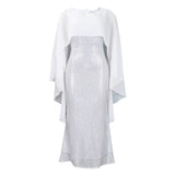 Women's Spring New Fashion Chiffon Cloak Cane Cown Banquet Party Dress