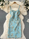 Women Denim Dress Summer New Sexy Straps Skinny Short Skirt Blue Korean Fashion Classic Printed Streetwear Strapless Jean