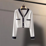 2021 New Leopard Pattern Cardigans Women Vintage V Neck Long Sleeve OL Knitted Cardigan Autumn Korean