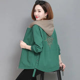 Autumn Women's Coat Hooded Jacket Long Sleeve Zipper Pockets Casual Windbreaker Basic Jackets Outerwear Plus Size 4XL