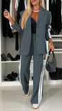 Casual Black And White Striped Suit Suit Women's